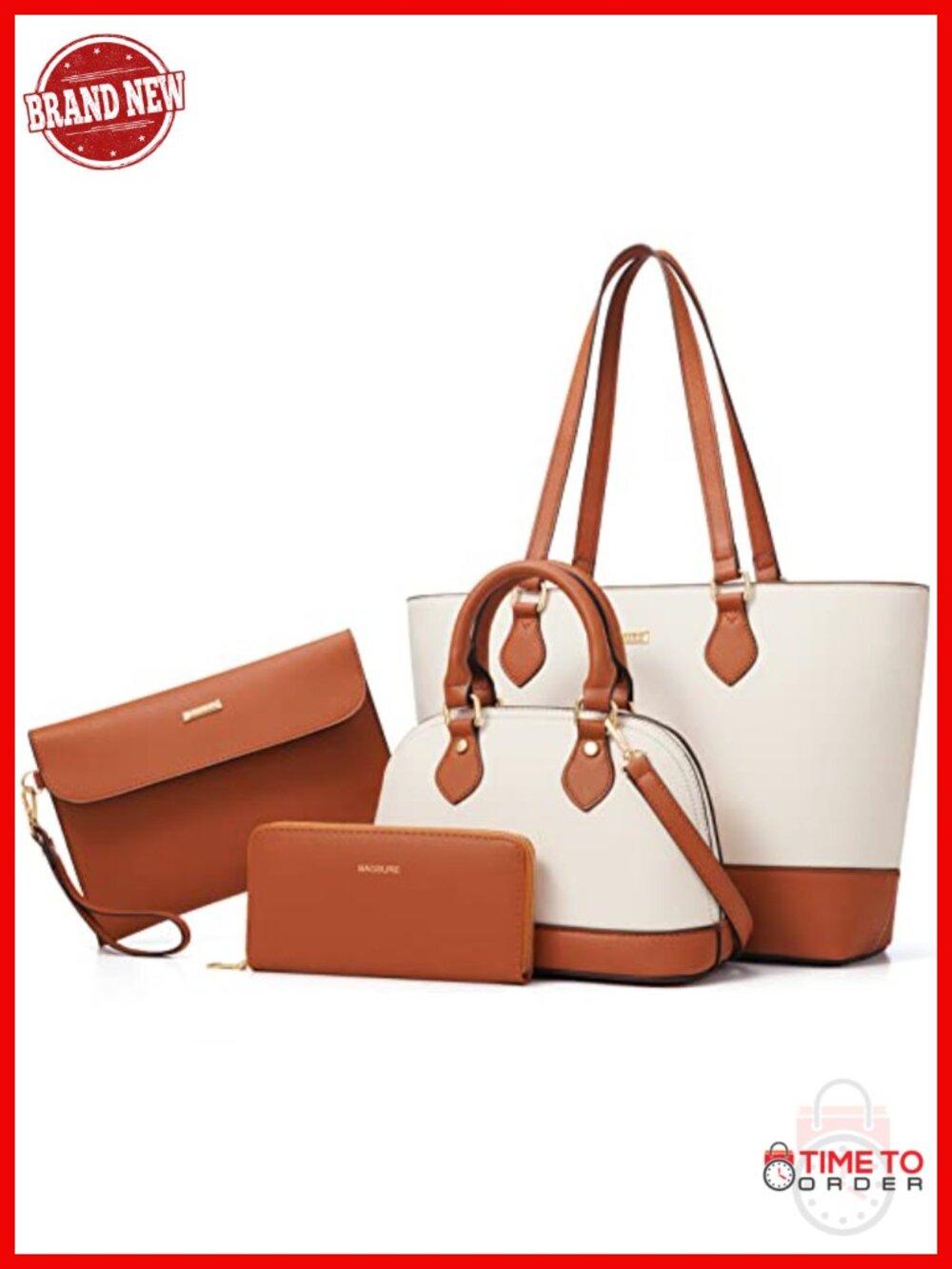 4-Piece Handbag Set with Tote Crossbody Wallet